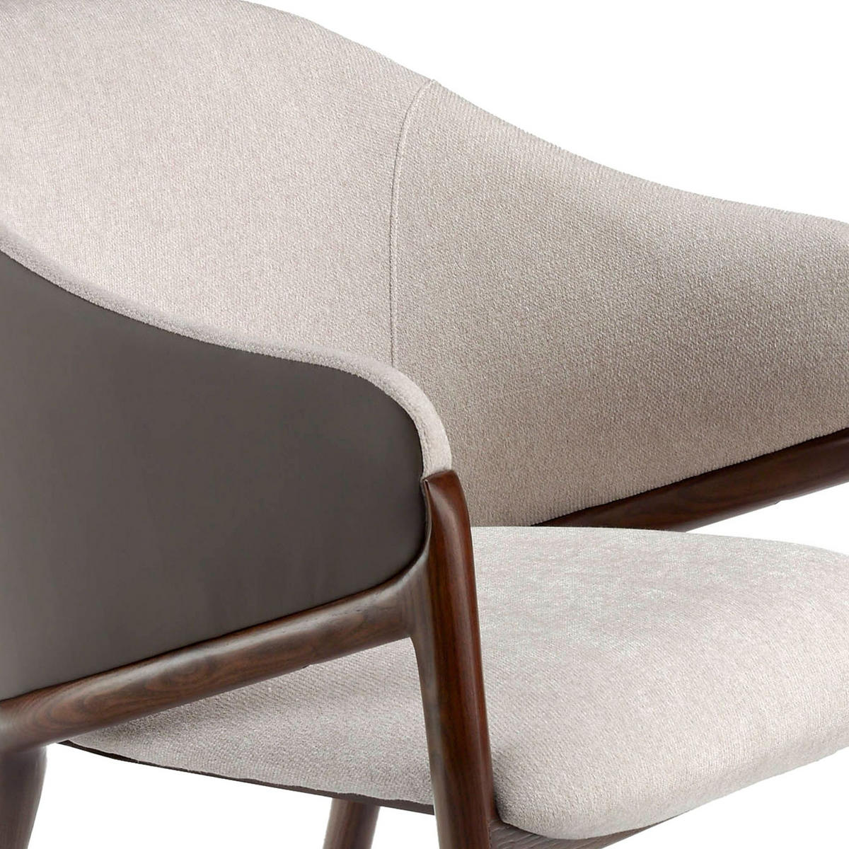 STUHL Kunstleder aus beigem Stoff und dunklem Nerz 56/60/78 cm - Fango/Beige, Leder/Holz (56/78/60cm) - ANGEL CERDA