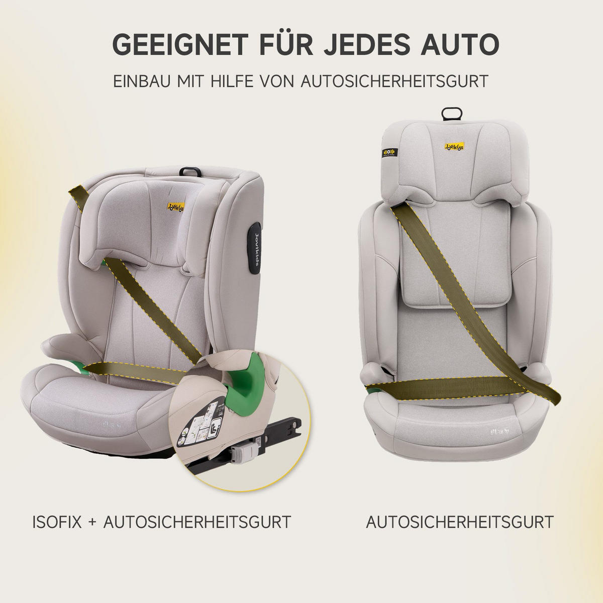 AUTOKINDERSITZ Kindersitzerhöhung i-Size R129& Verstellbare Kopfstütze - Weiß, Textil (44/80/46cm) - Gisaae