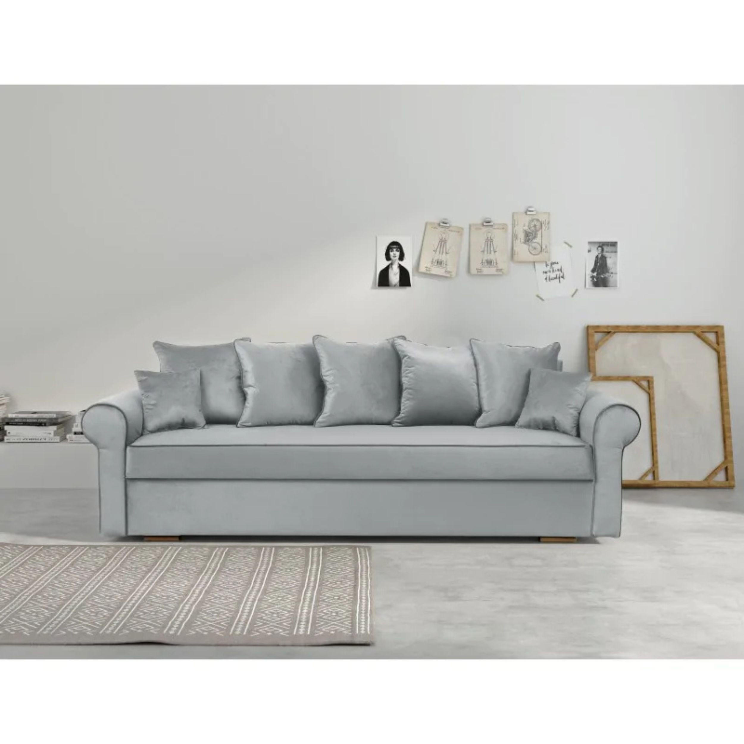 SCHLAFSOFA VIVIA, Sofa mit Schlaffunktion und Bettkasten, Farbe: Hellgrau, Veloursstoff - Hellgrau, Textil (237/100/85cm) - Sepro Meble