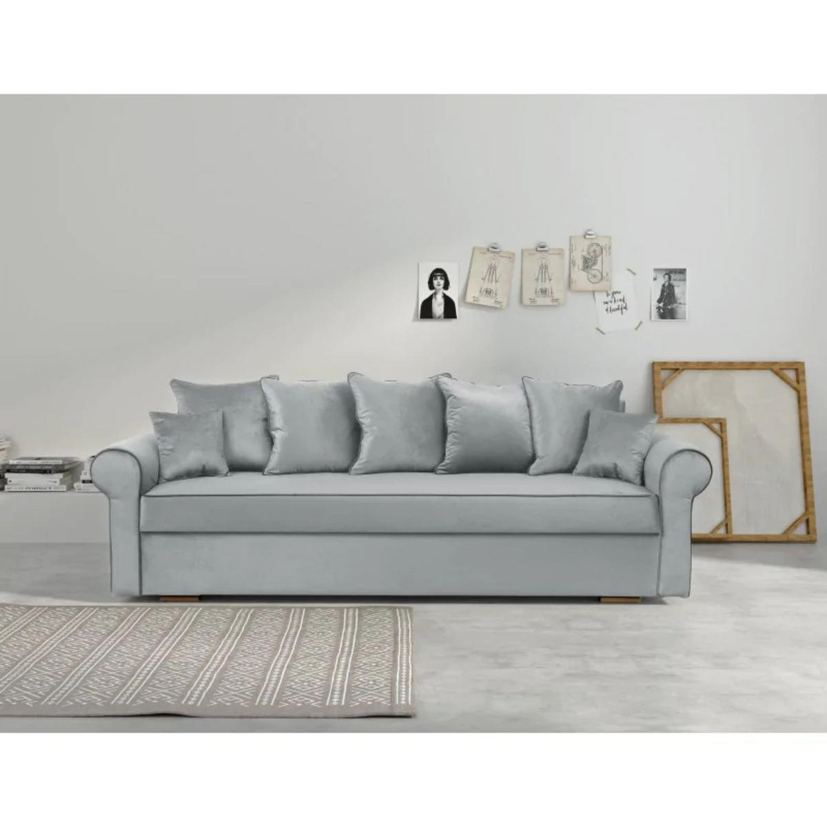 SCHLAFSOFA VIVIA, Sofa mit Schlaffunktion und Bettkasten, Farbe: Hellgrau, Veloursstoff - Hellgrau, Textil (237/100/85cm) - Sepro Meble