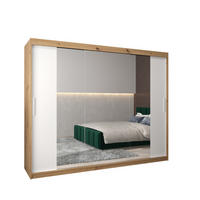 SCHWEBETÜRENSCHRANK 200/250/62 3-türig - Silberfarben/Weiß, Holz/Kunststoff (250/200/62cm) - Abiks Möbel