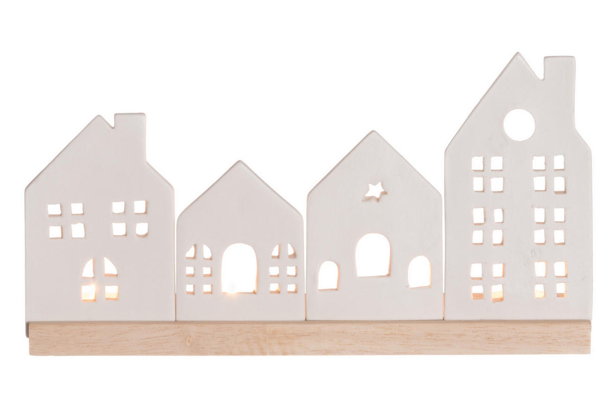 KERZENSTÄNDER Stadt Porzellan 30/8/16 cm - Weiß, Keramik (30.2/16/7.7cm)