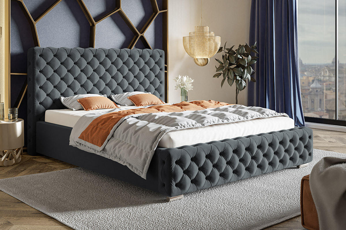 BETT Grau BEN 12 Mit Bettkasten 180x200 cm - Graphitfarben, Textil (180/200cm) - Sepro Meble