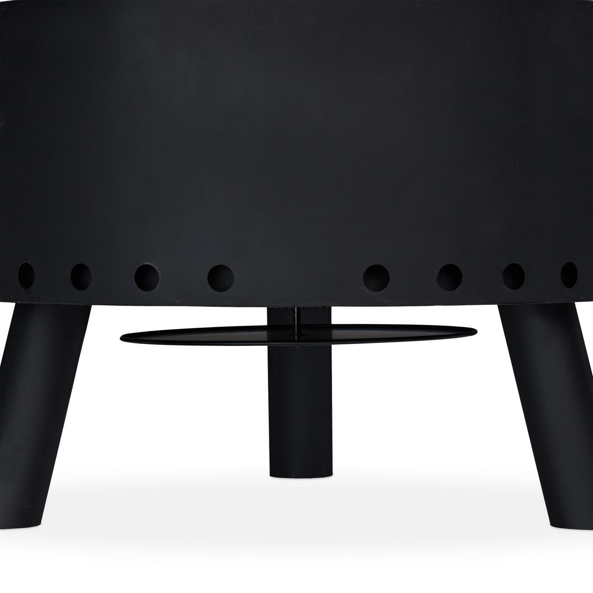 FEUERSCHALE - Schwarz, Metall (58.5/40.5/58.5cm) - Relaxdays