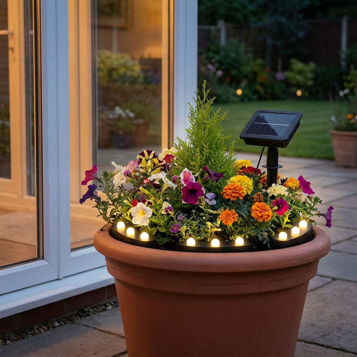 SOLAR-BLUMENTOPF-BELEUCHTUNG Polypropylen Schwarz LED - Schwarz, Kunststoff (9.5/2/5cm)