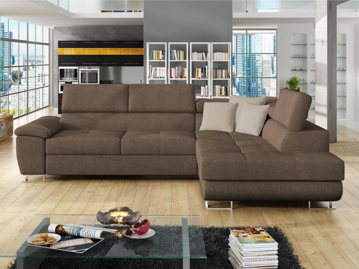 ECKSOFA Cotere, Seite: Rechts - Braun, Holz/Textil (270/202cm) - MIRJAN24