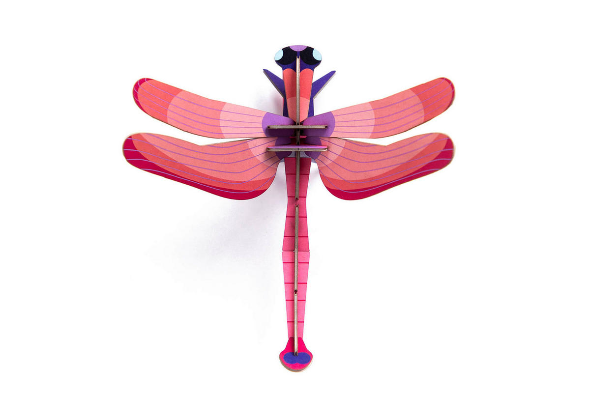 WANDDEKO Rubinlibelle 17/8 cm - Pink, Wellpappe (17/8/16cm) - KUNSTLOFT