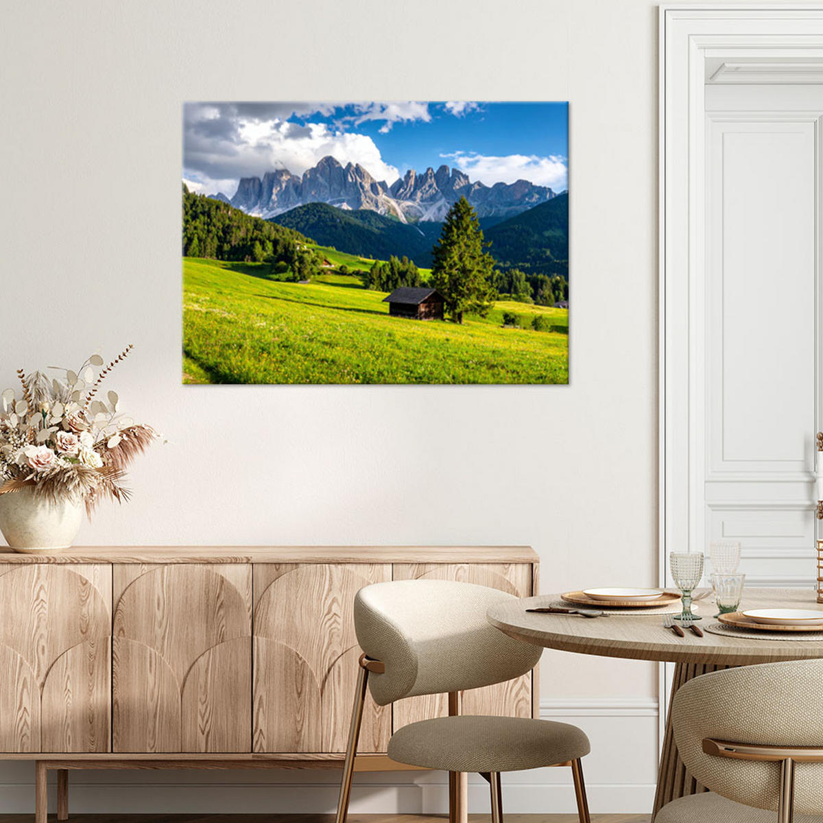 LEINWANDBILD Landschaft Berge Täler Natur 120x80cm - Grün, Textil (120/80cm) - Feeby