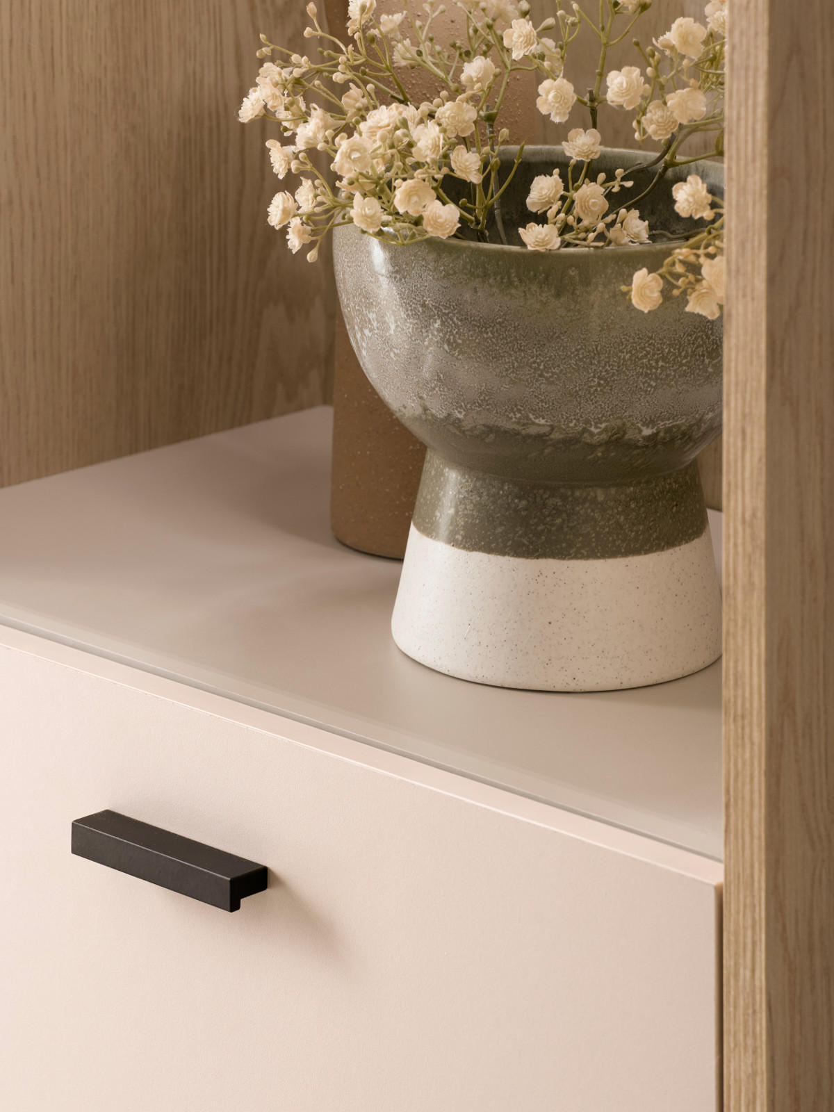 VITRINE Kaschmir, Eiche 54 x 204 cm, VITRINEnschrank mit Soft-Close - Kaschmir/Eichefarben, Glas/Holzwerkstoff (54/204/35cm) - Furn.Design