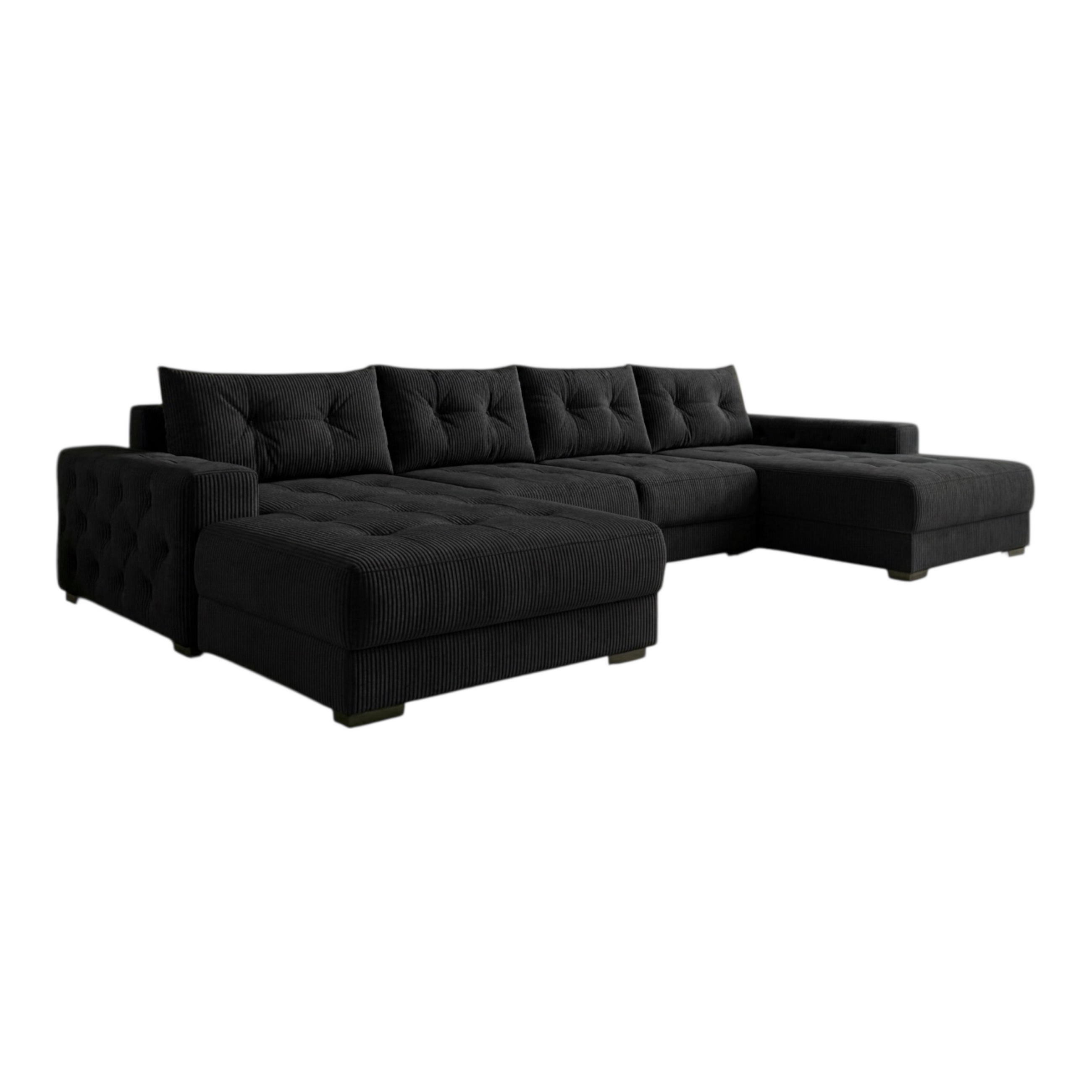 ECKSOFA MODENA 320 cm x 185 cm – Stoff: ZOOM 23 Farbe: Schwarz - Schwarz, Textil (320/185cm) - A&J MöbelLand