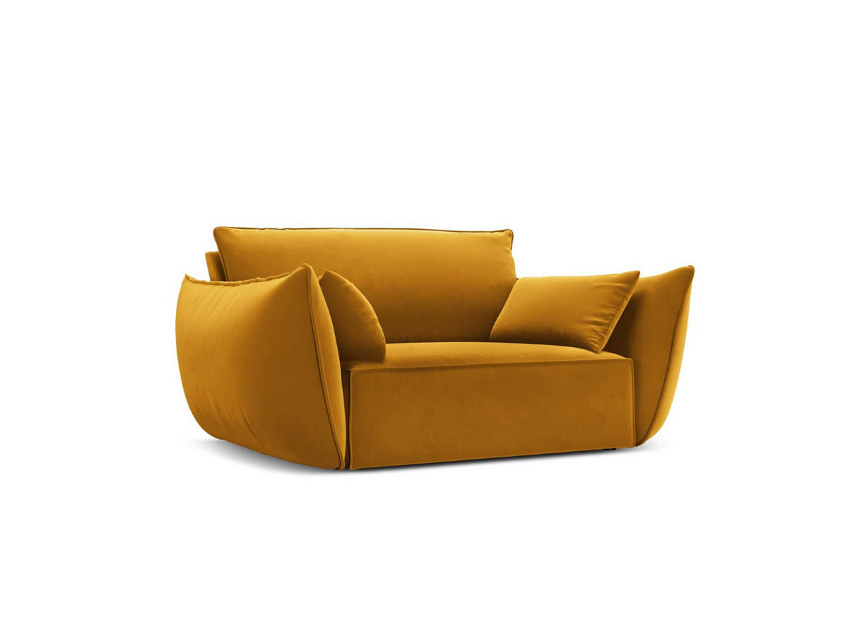 SESSEL Kaelle aus Samt gelb - Gelb, Textil (100/85/128cm) - Micadoni
