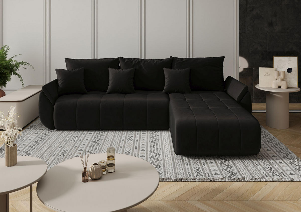 ECKSOFA mit Schlaffunktion TOKYO L Monolith 97 Links - Schwarz, Textil (280/185cm) - Bedante