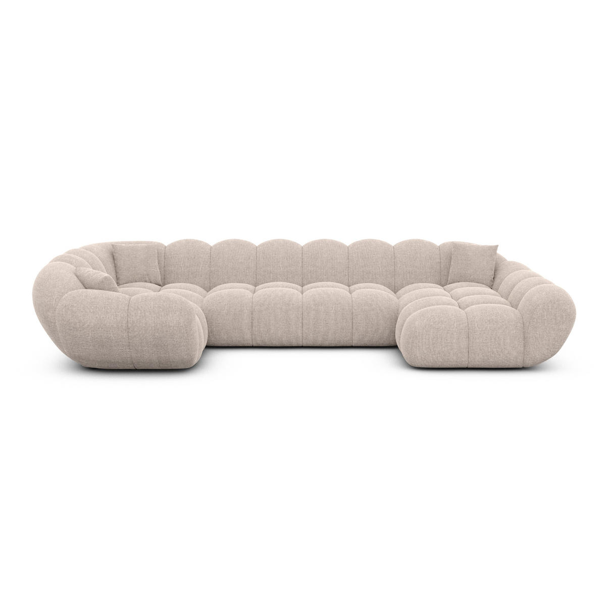 WOHNLANDSCHAFT Liva Beige Strukturstoff U-Form XL Rechts - Beige, Textil (193/70/323cm) - VAROYAL