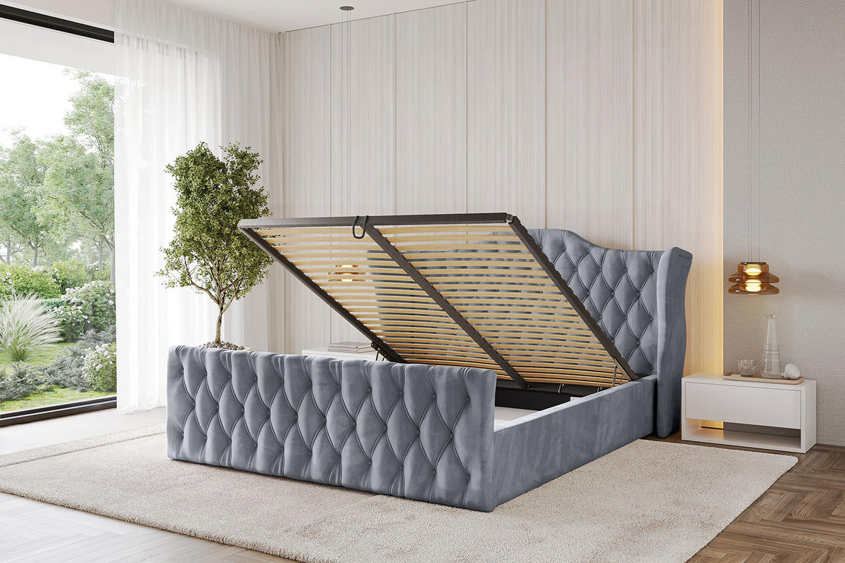 POLSTERBETT mit Bettkasten, Fußteil und Lattenrost, Boxbett ohne Matratze - ZORAN-Z 120x200 Grau - Grau, Holzwerkstoff/Textil (120/200cm) - ALTDECOR
