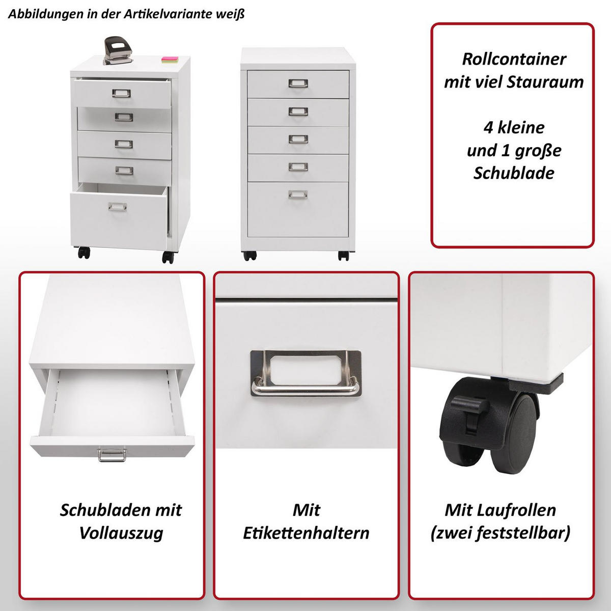 ROLLCONTAINER Rot - Rot, Metall (40/75/41cm) - MCW