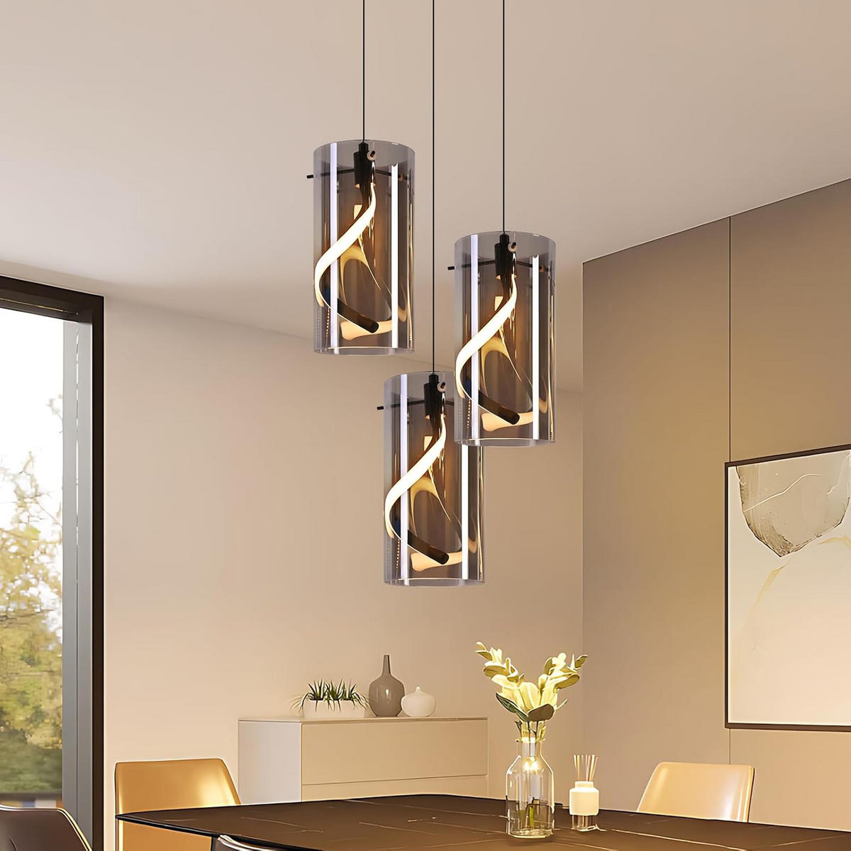 LED závěsné světlo Castillo III 25/25/150 cm - černá, kov (25/25/150cm) - Nettlife