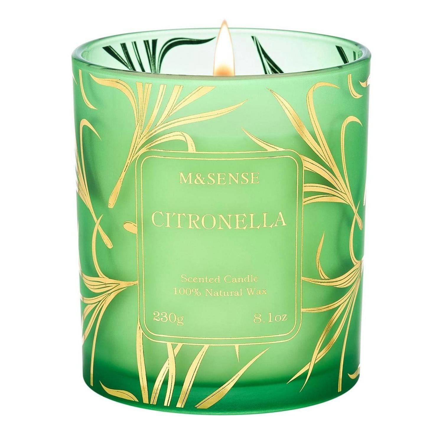DUFTKERZE Citronella 230g Sojawachs 42h Brenndauer - Grün, Paraffin (11cm)