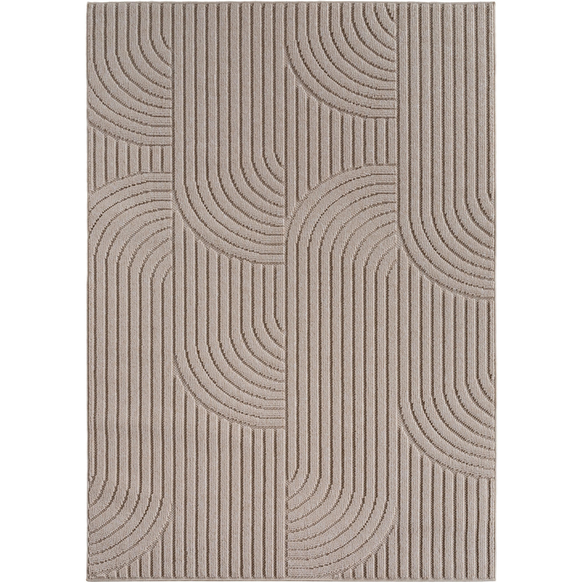 TEPPICH Flachgewebe LANGAU in Beige, mit geometrischen Bögen, 140 x 200 cm - Beige, Textil (140/200cm) - KADIMA DESIGN