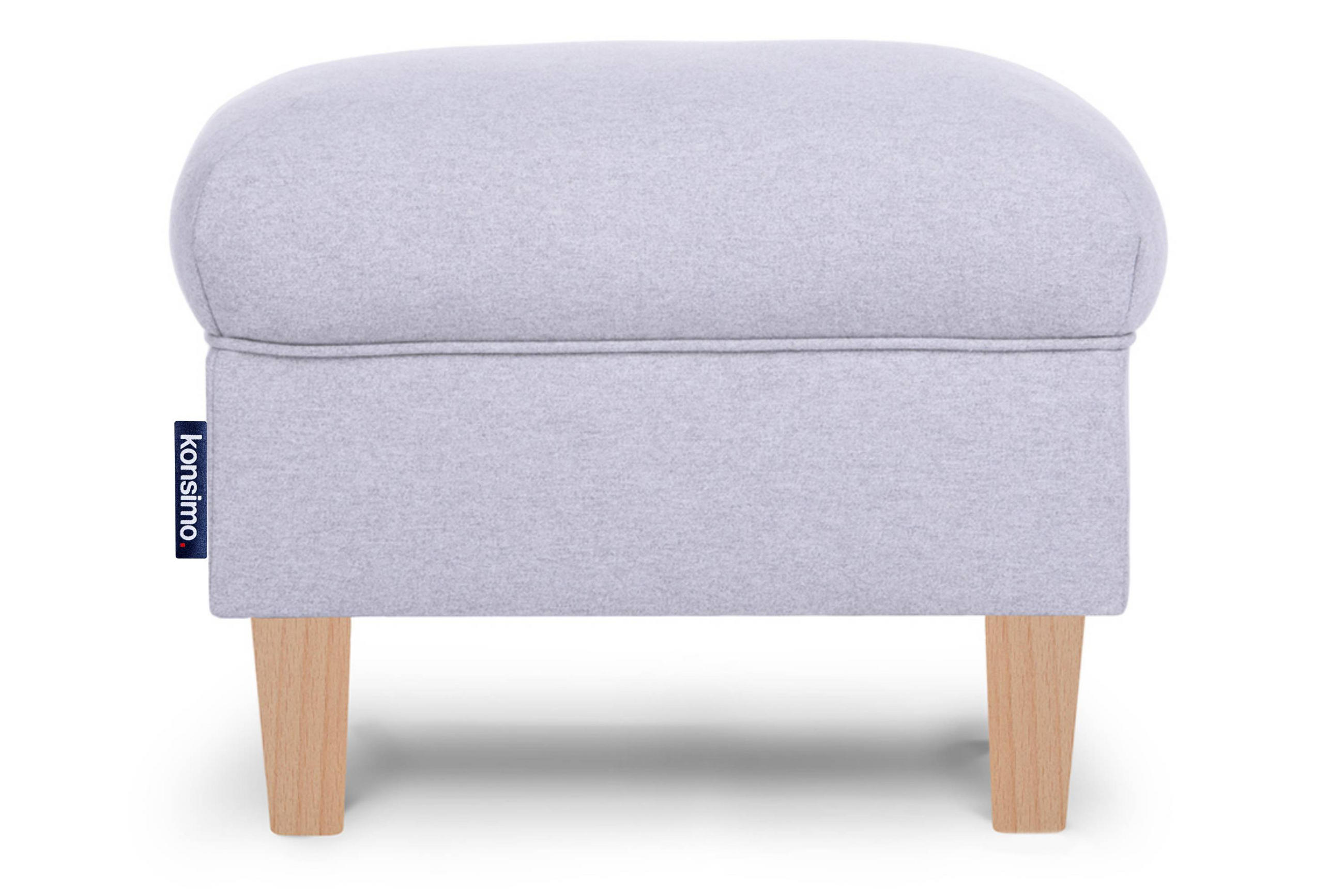 SITZHOCKER MILES Pouffe zeitloses Design und pflegeleichter Stoff, hellgrau - Buchefarben/Hellgrau, Holzwerkstoff/Buchenholz (55/42/40cm) - KONSIMO®