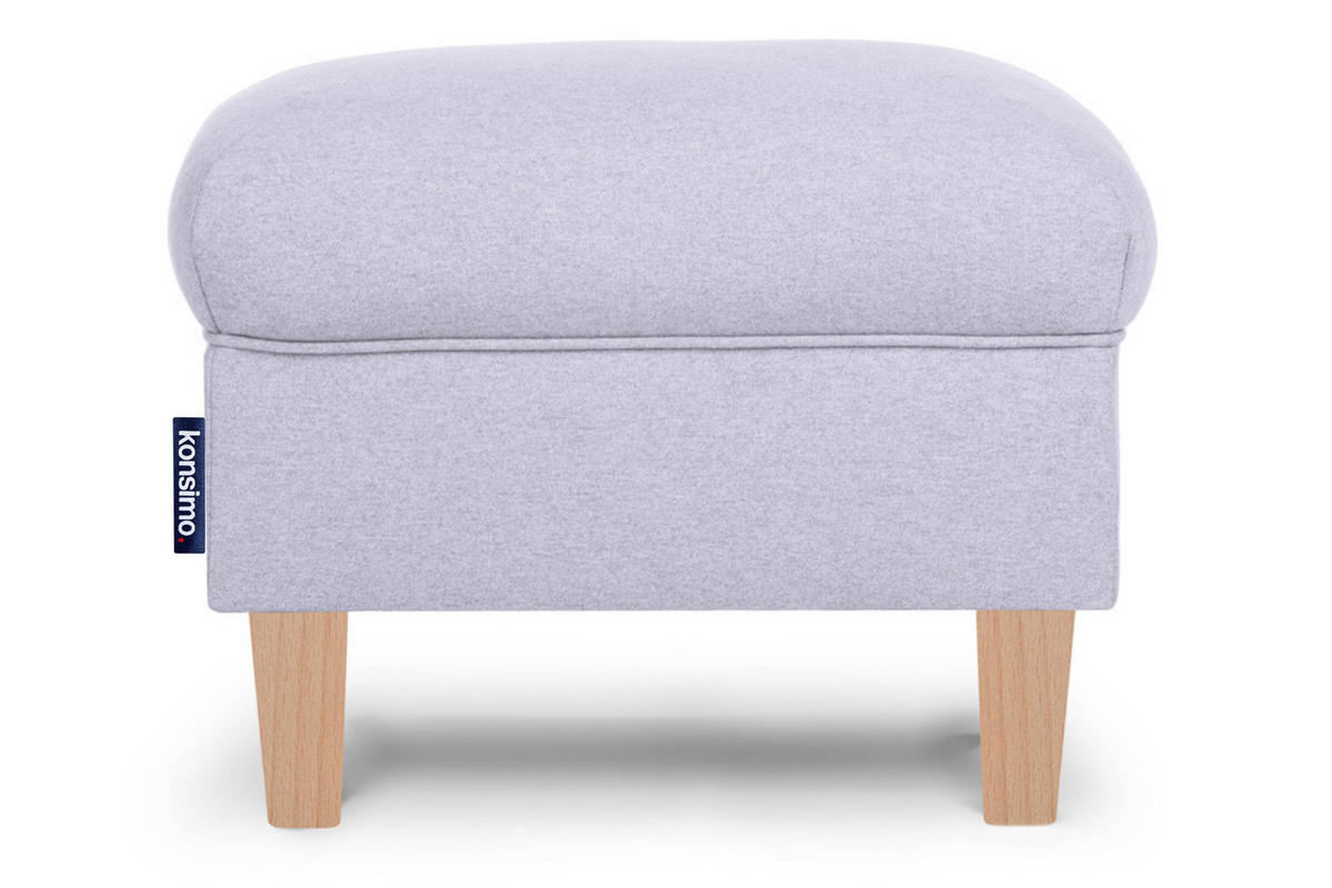 SITZHOCKER MILES Pouffe zeitloses Design und pflegeleichter Stoff, hellgrau - Buchefarben/Hellgrau, Holzwerkstoff/Buchenholz (55/42/40cm) - KONSIMO®