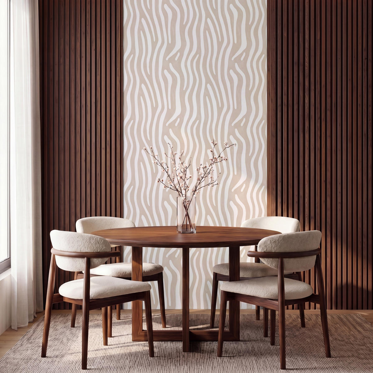 TAPETE - Abstrakt - Zebra - Beige - 140x280 cm - Beige, Papier (140/280cm) - OnlyWow