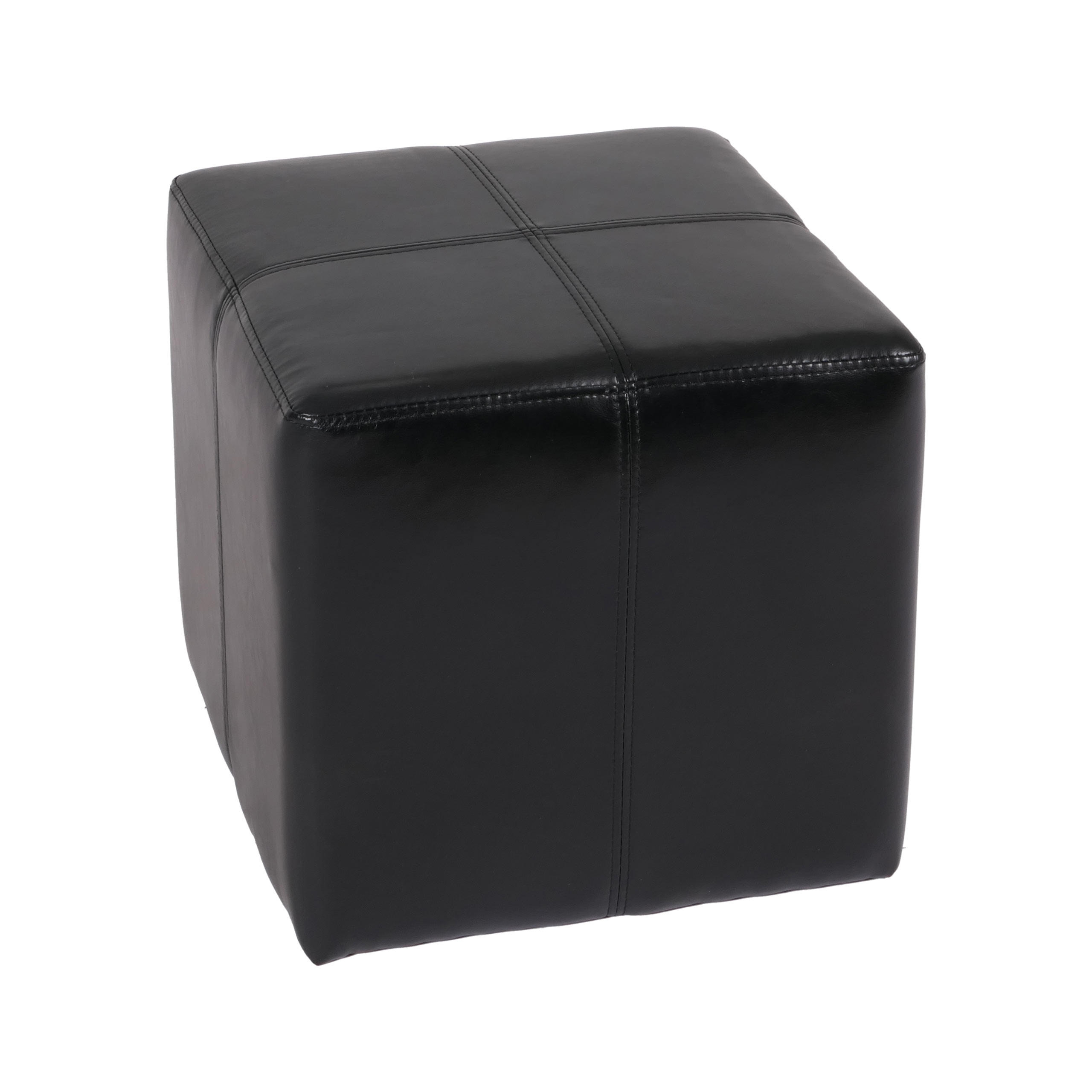 SITZHOCKER Schwarz - Schwarz, Leder (36/36/36cm) - MCW