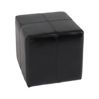 SITZHOCKER Schwarz - Schwarz, Leder (36/36/36cm) - MCW