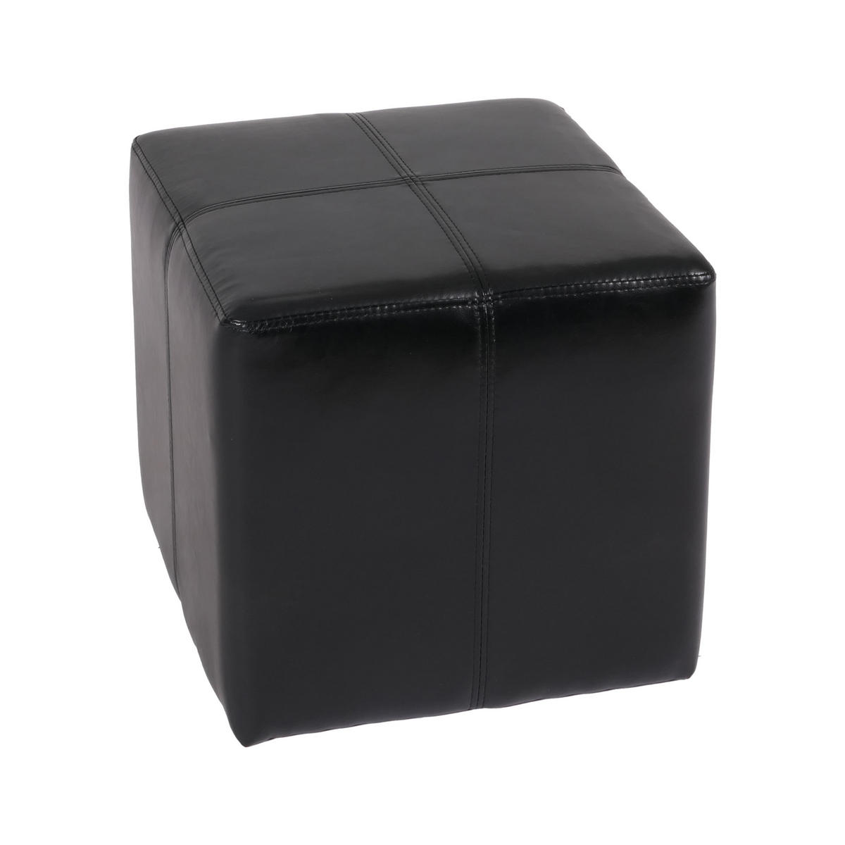 SITZHOCKER Schwarz - Schwarz, Leder (36/36/36cm) - MCW
