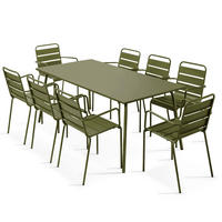 GARTENSET 9-tlg., Khakigrün - Grün, Metall - Oviala