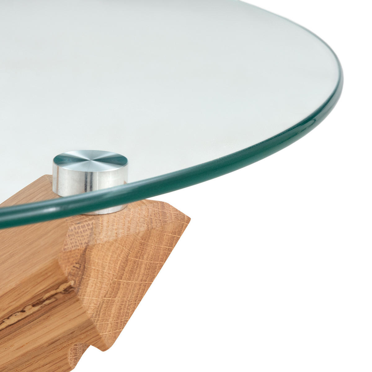 COUCHTISCH - Rund - Glas / Eiche massiv - Eichefarben, Glas/Holz (60/60/44cm) - home24