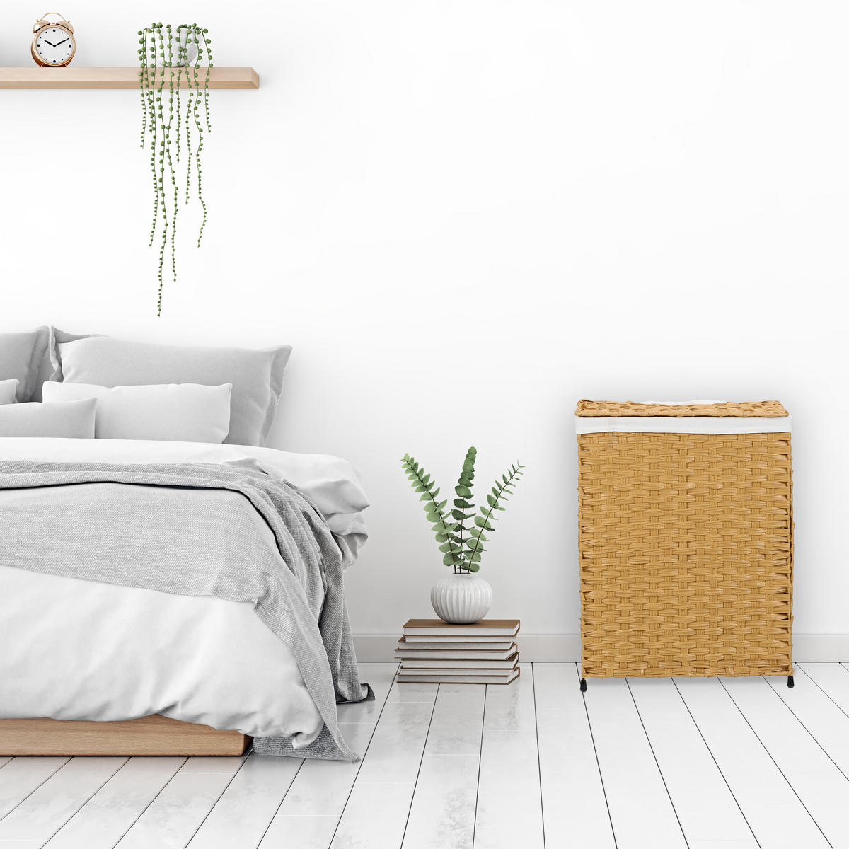 WÄSCHEKORB - Hellbraun, Kunststoff/Textil (46/60/34cm) - Relaxdays