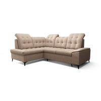 ECKSOFA KONGO RBN16, Eckcouch in L-Form mit Schlaffunktion, Farbe: Beige, Velourstoff, Ottomane Links - Beige, Textil (268/210cm) - O-Sofa