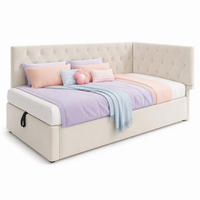 POLSTERBETT 90/190 mit hydraulischem Stauraum, verstellbarem Kopfteil und Samt in Beige - Beige, Holzwerkstoff/Textil (90/190cm) - EVRYAE