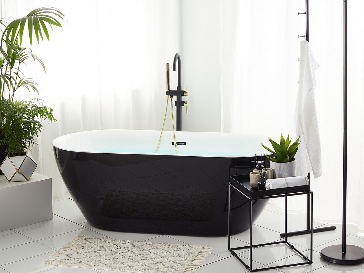 BADEWANNE FREISTEHEND 80x170x59 cm schwarz Carrera - Schwarz, Kunststoff (80/59/170cm) - Beliani