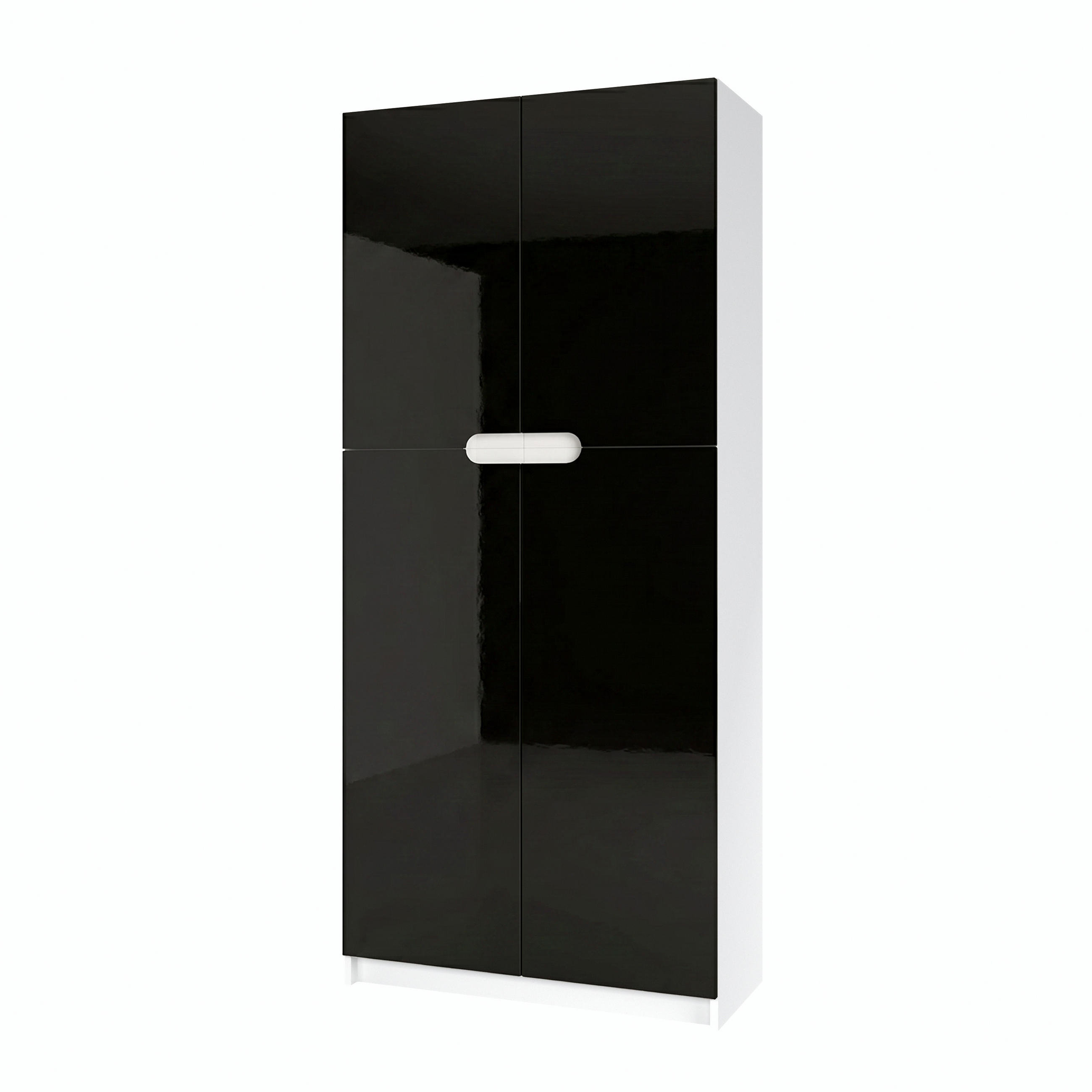 BÜROSCHRANK Logan Fronten in Schwarz Hochglanz - Schwarz Hochglanz, Holzwerkstoff (82/184/37cm) - Vladon