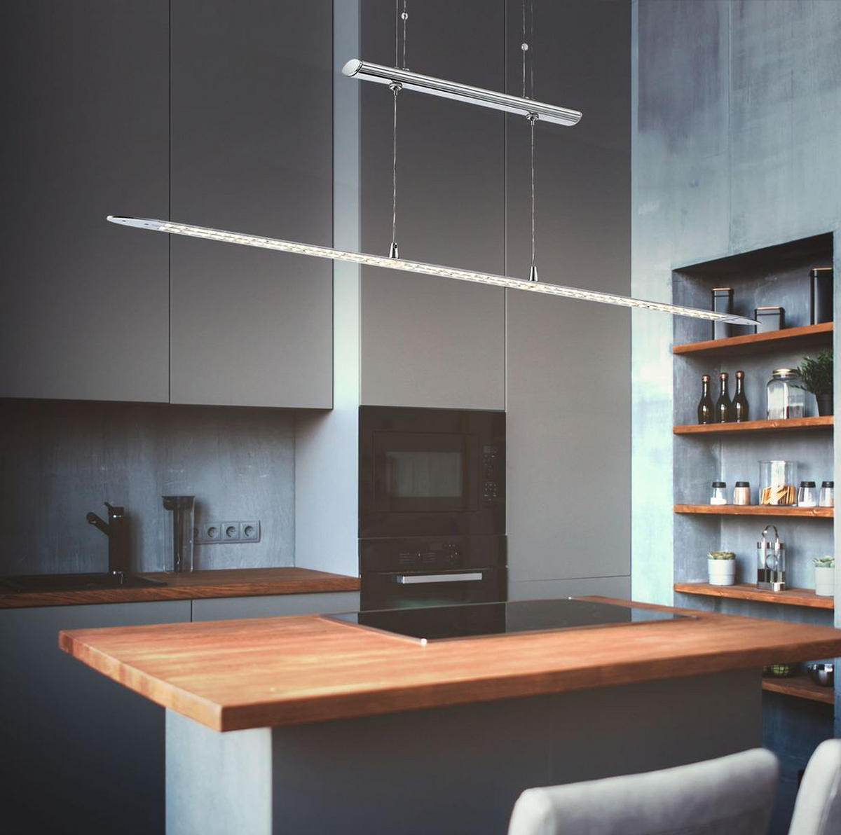 LED HÄNGELEUCHTE Chrom Silber höhenverstellbar - Silberfarben, Metall (92.5/7/150cm) - Globo Lighting