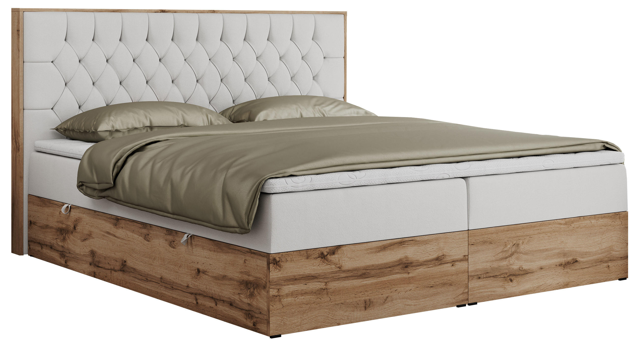 BOXBETT AMORE 160/200 Weiß Velvet - H3 - Weiß, Holz/Textil (160/200cm) - MKS