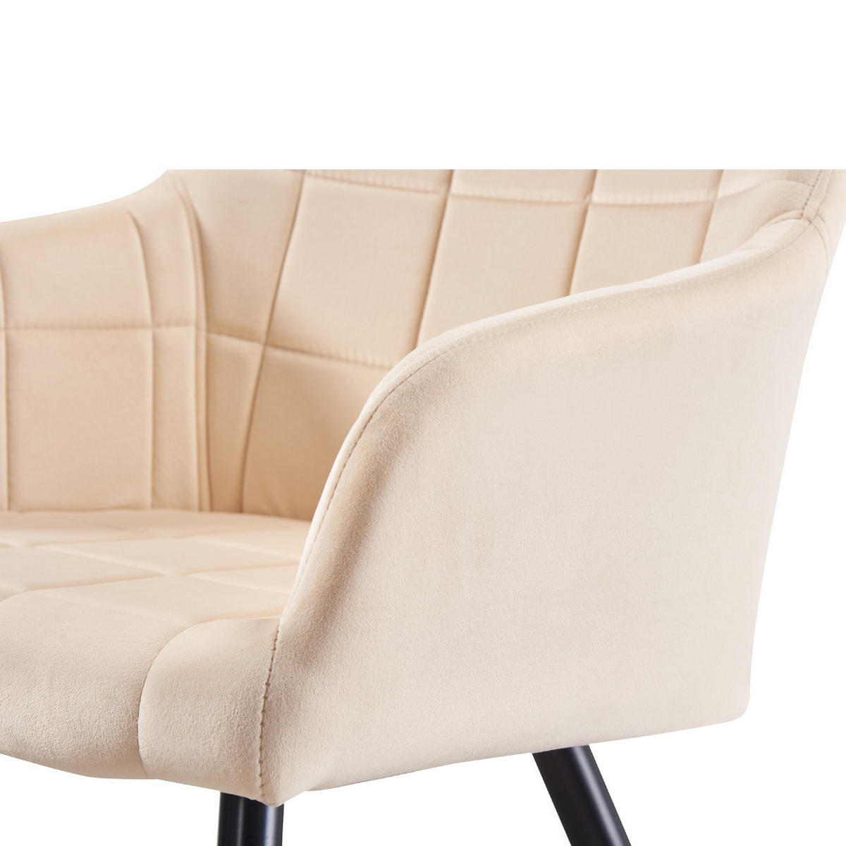 STUHL Samt Creme - Weiß, Metall (55/82/59cm) - Life Interiors