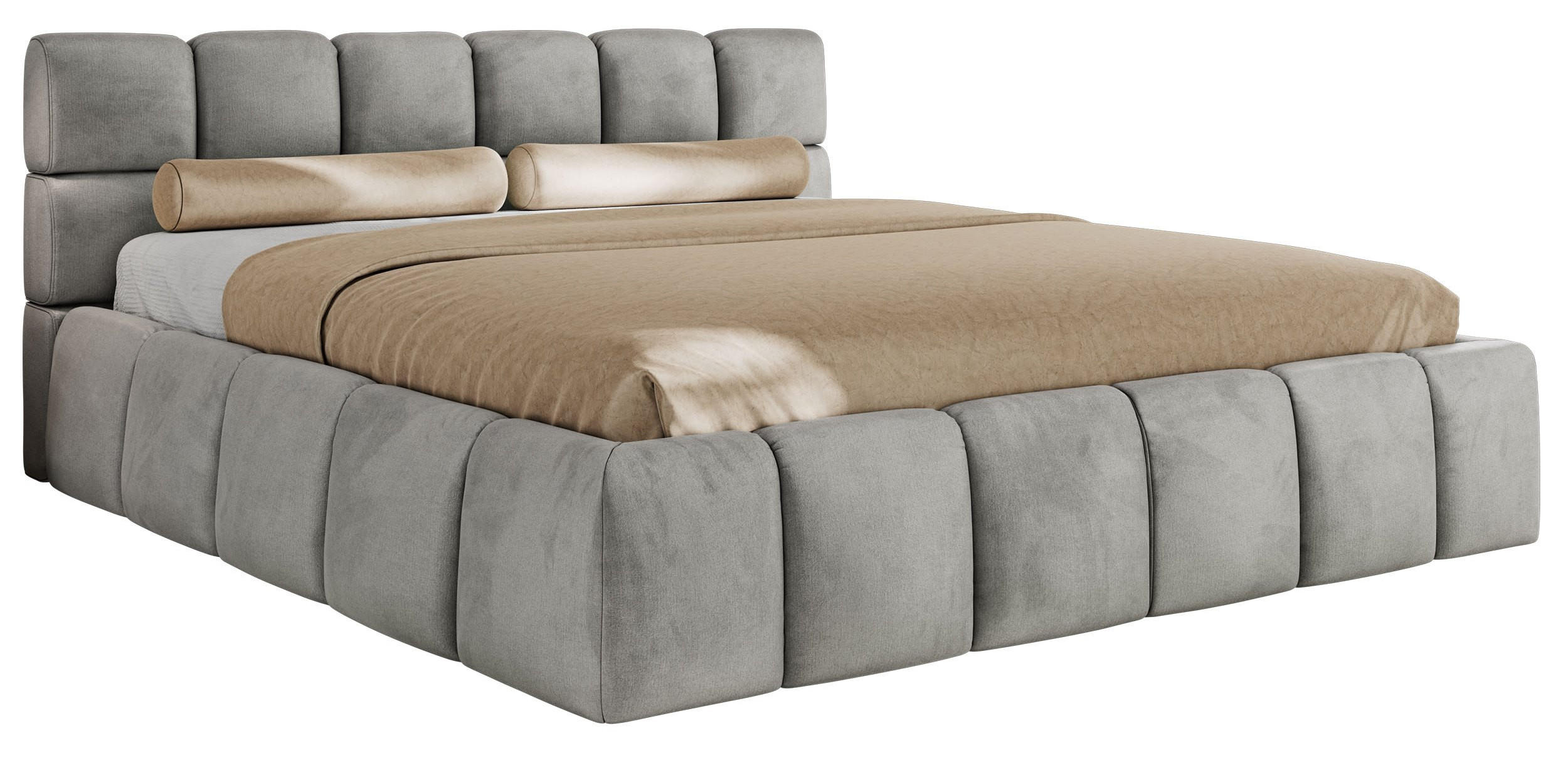 POLSTERBETT NIRA CLASSIC 180/200 - Hellgrau Velvet - Pocket-Matratze - Hellgrau, Textil (180/200cm) - MKS