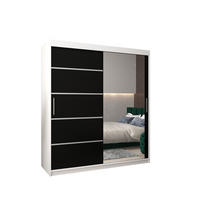 SCHWEBETÜRENSCHRANK 200/180/62 2-türig - Silberfarben/Schwarz, Holz/Kunststoff (180/200/62cm) - Abiks Möbel