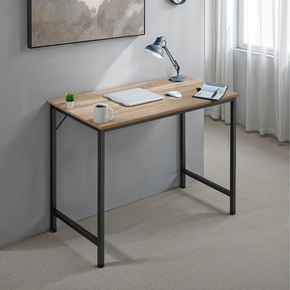SCHREIBTISCH Jenkins, Höhe 75, 5 cm, Industrial Holz hell, Eiche Sonoma - Naturfarben, Holzwerkstoff (50/80/75.5cm) - tectake