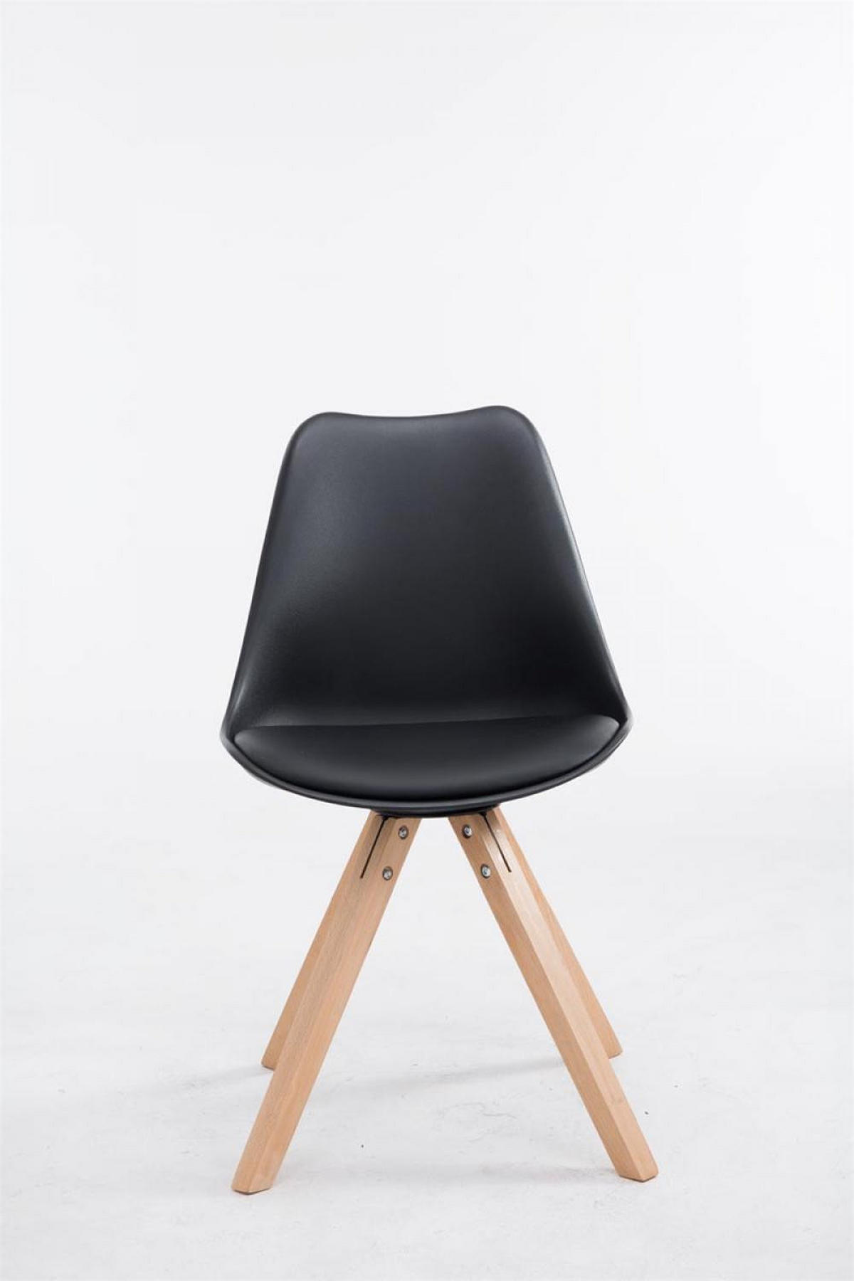 STUHL Lederlook schwarz - Eukalyptusholzfarben/Schwarz, Holz/Textil (47.5/83/55.5cm) - CLP