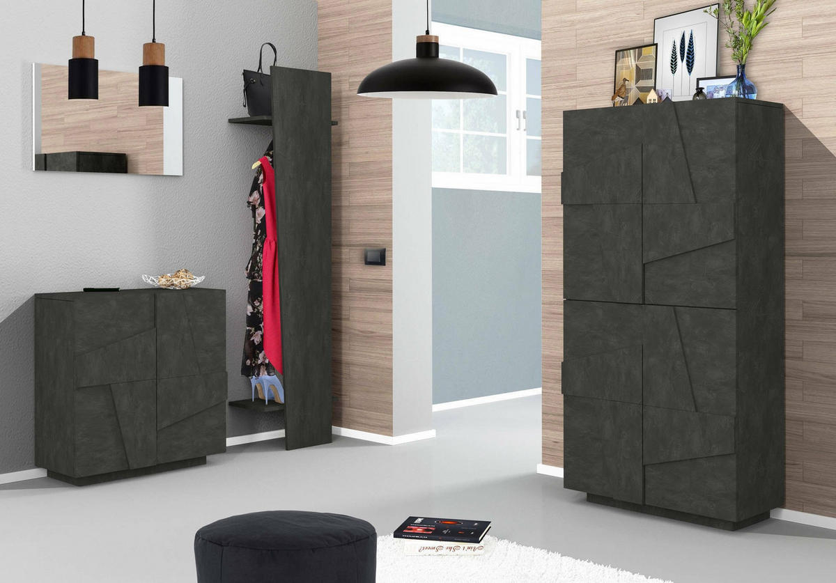 SCHUHSCHRANK Schiefer 38/81/167 cm - Grau, Holzwerkstoff (81/167/38cm) - DMORA