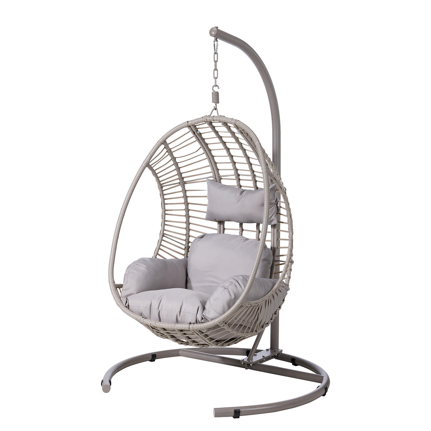 HÄNGESESSEL - Polyrattan / Stahl - Beige - Beige, Kunststoff/Textil (115/190/119cm) - home24