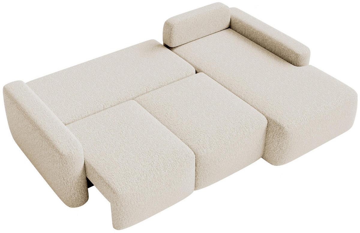 ECKSOFA Carnos Mini Hellbeige Chenille - Ecru/Schwarz, Kunststoff/Textil (164/238cm) - Selsey