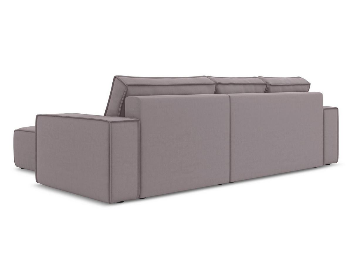 ECKSOFA mit Schlaffunktion Samt Stoff Violett - Lila/Flieder, Kunststoff/Textil (290/185cm) - Makamii
