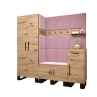 GARDEROBEN-SET 196/200/45,6 - Pink/Schwarz, Holz/Kunststoff (200/196/45.6cm) - Abiks Möbel