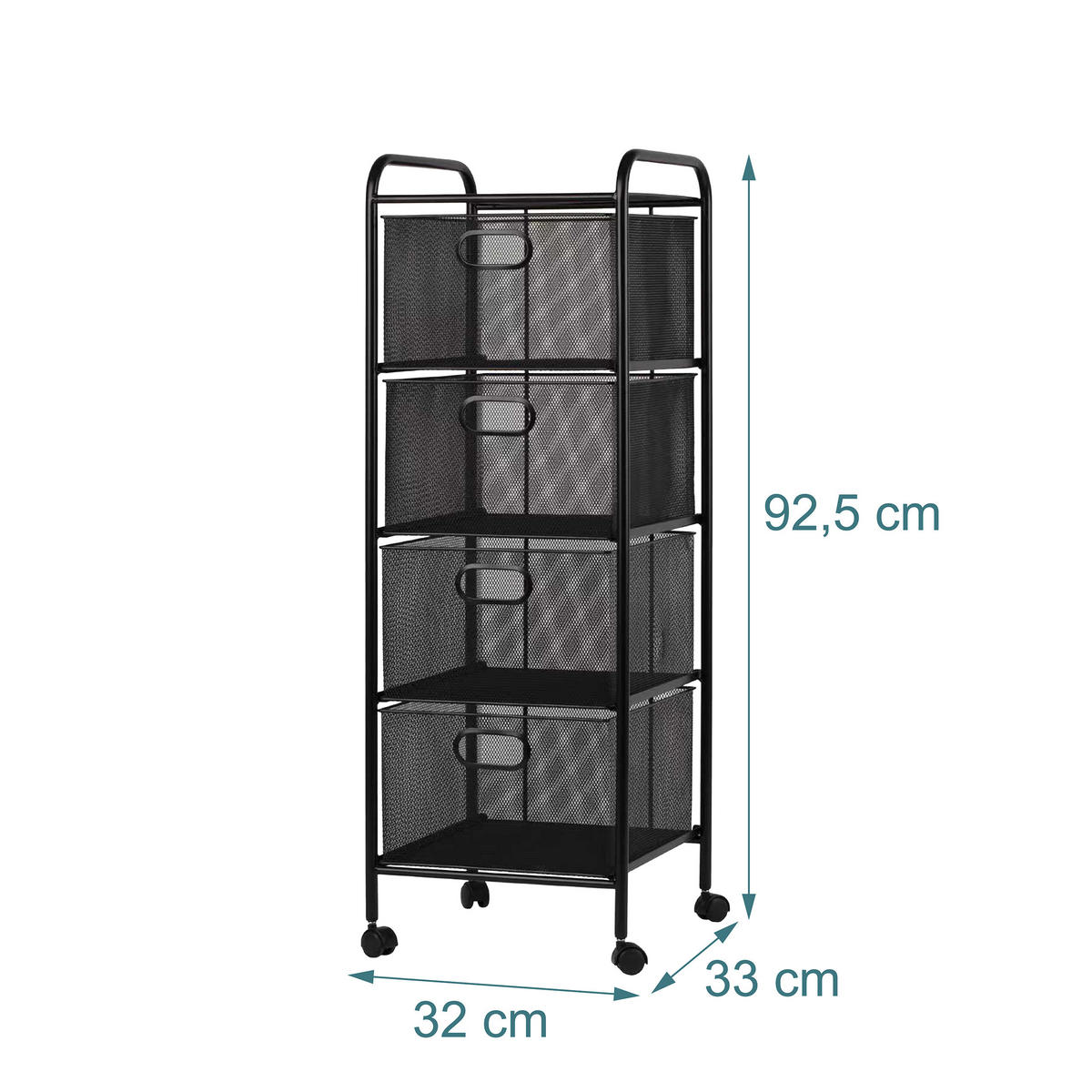 VOZÍK - čierna, kov/plast (32/92.5/33cm) - Relaxdays