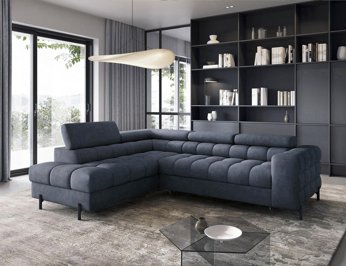 ECKSOFA Ferrucio L - Anthracite (Aura 40) - Anthrazit, Holzwerkstoff (276/200cm) - Möblo