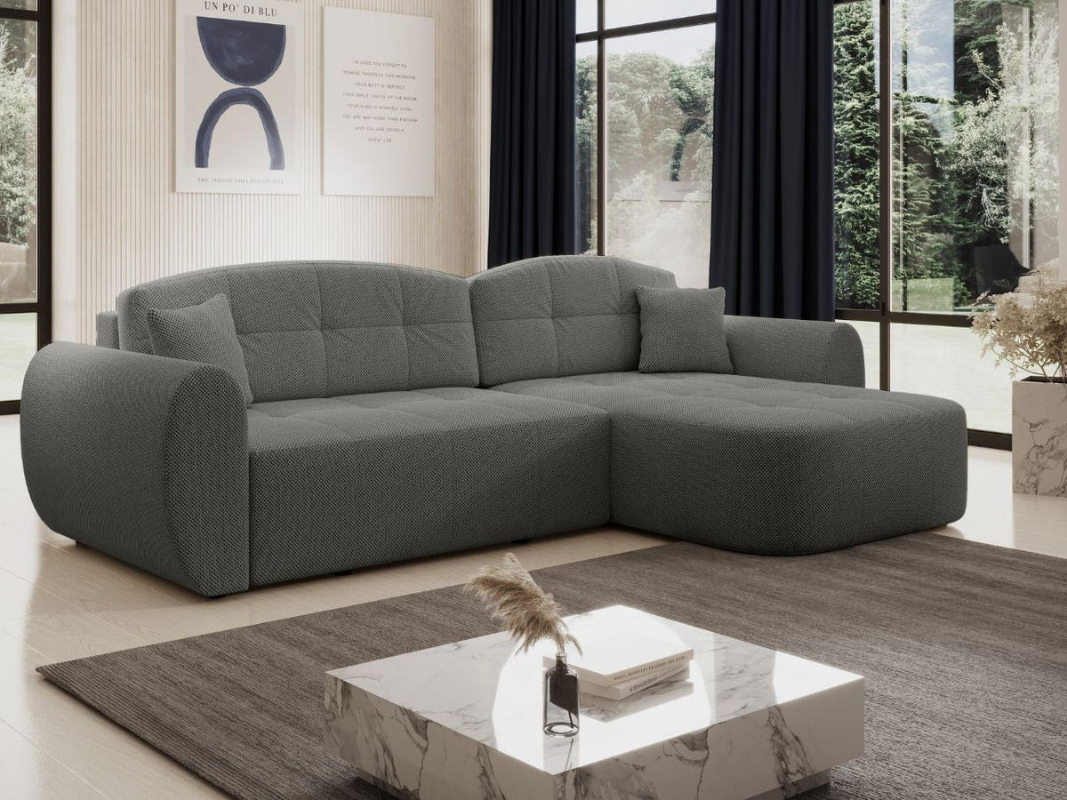 ECKSOFA Avessio Grau - Schwarz/Grau, Holz/Kunststoff (282/170cm) - Graingold